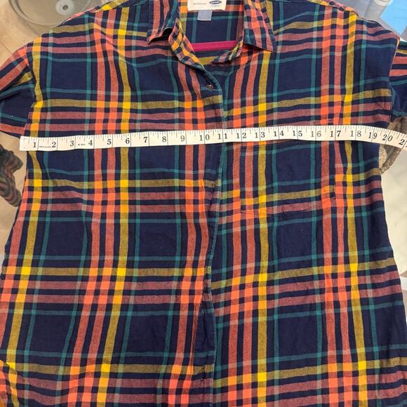 Old Navy Women's Rainbow Plaid Flannel Boyfriend Button Down Shirt Size S - Picture 6 of 8